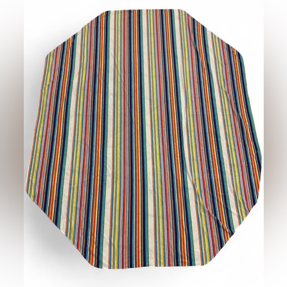 Vintage 1950s 60s Striped Multicol Terry Cloth Tablecloth 62x78 MCM Retro Picnic